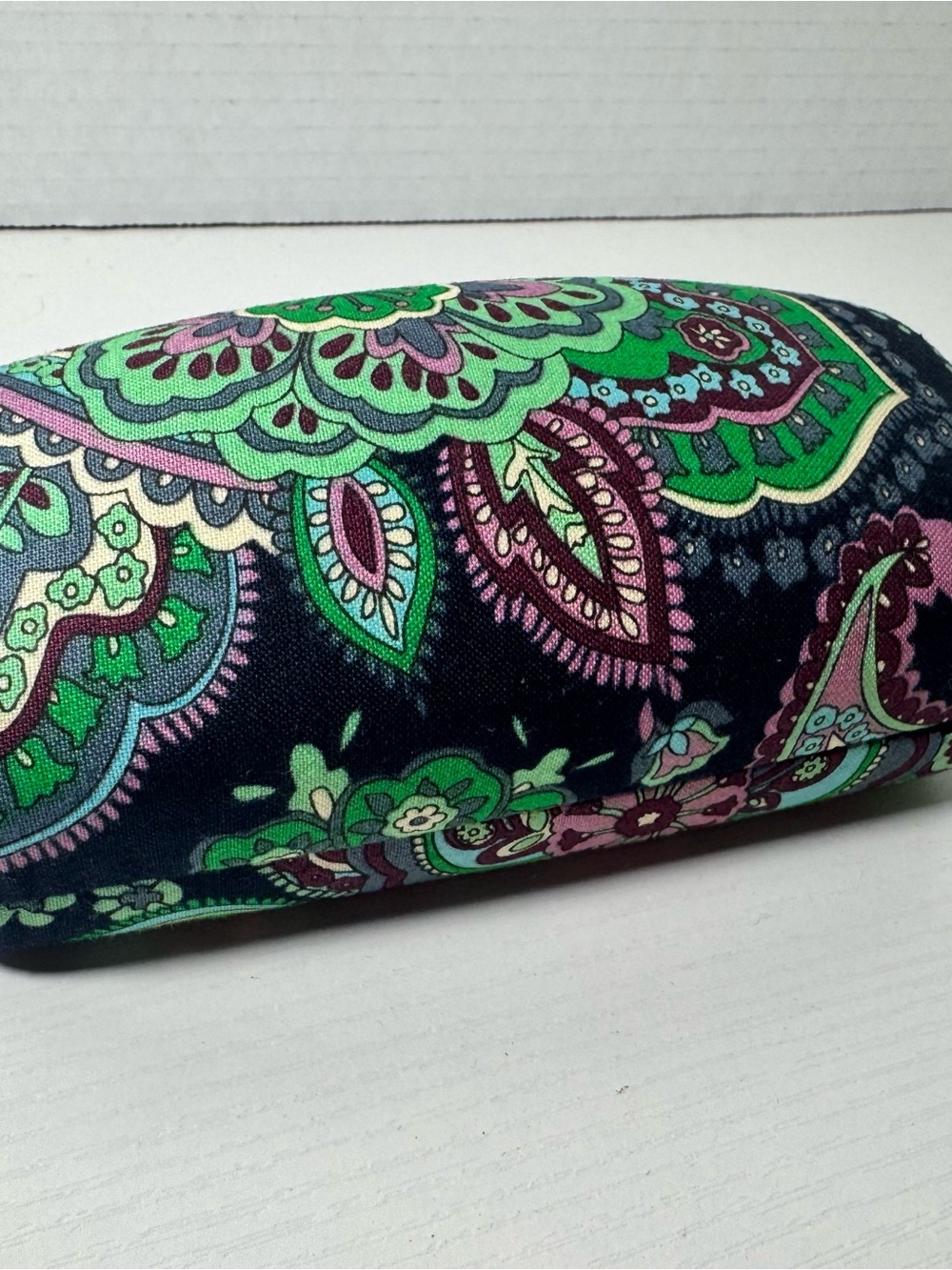 Vera Bradley Navy Paisley Glasses Case with Green & Pink Accents